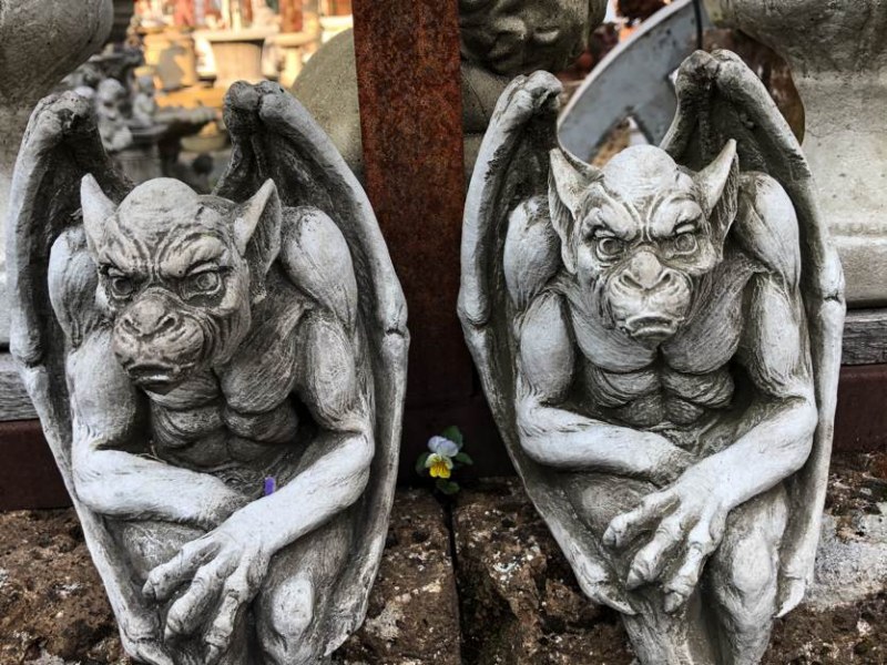 Englischer Antiksteinguss - Drachen-Wächter-Gargoyle-Drachenhund-Fabelwesen-Elfen-Garten-Gartengestaltung-Skulptur-Steinfigur-Skluptur
